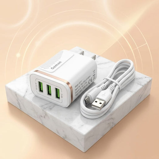 Geman 3-Port 18W Fast Charging Adapter – Power 3 Devices Simultaneously - Mugzu